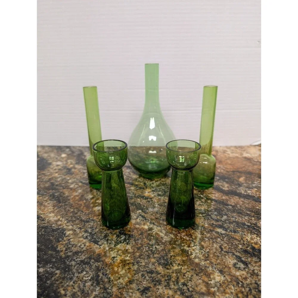 Small Green Vintage Vases Set